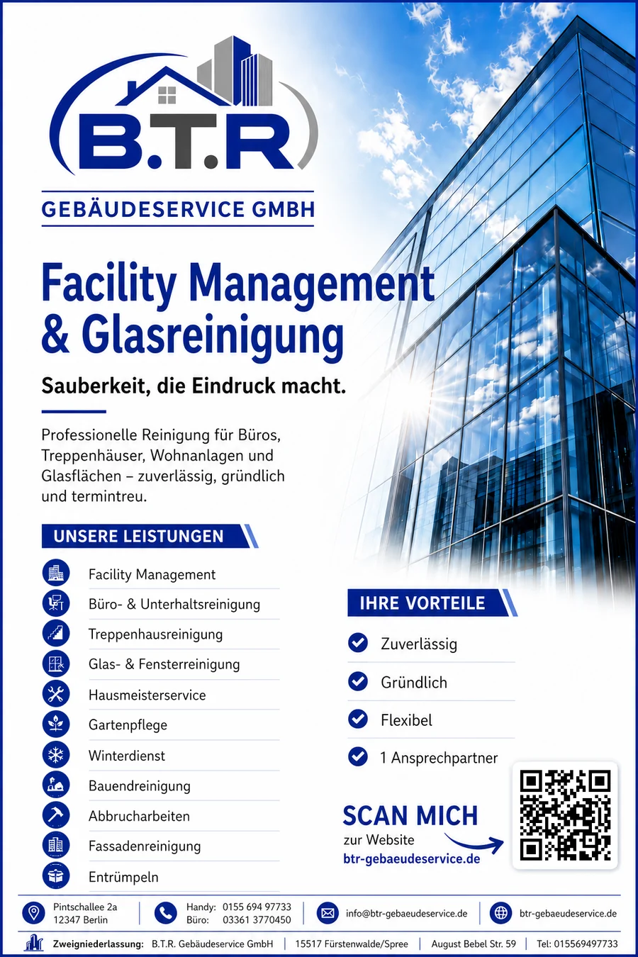 Flyer für B.T.R. Gebäudeservice (Kundenbeispiel)