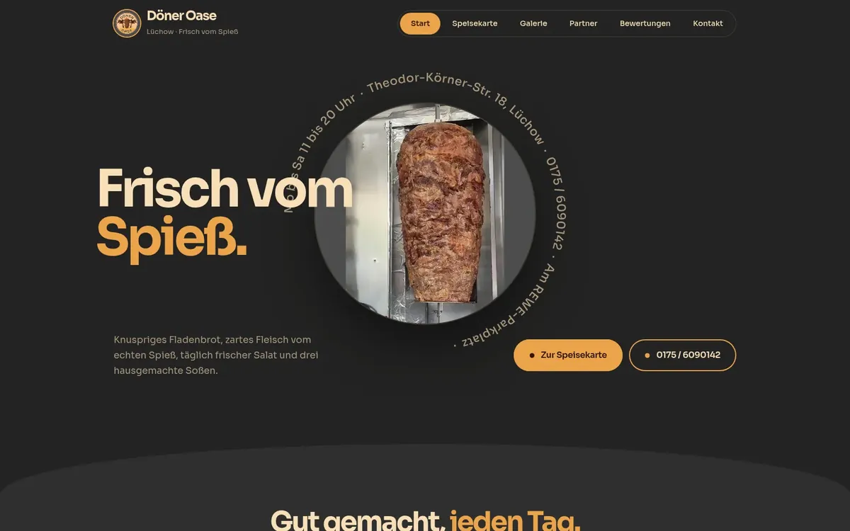 Home page of the Döner Oase website (client project)