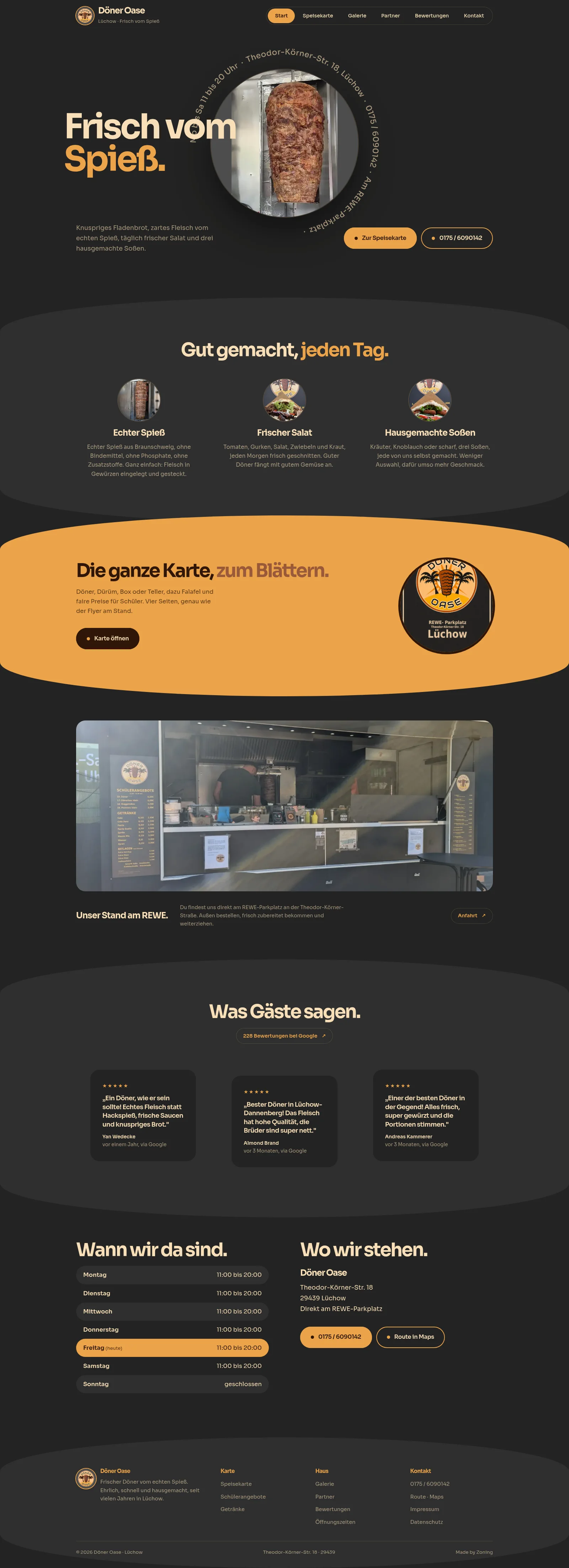 Home page of the Döner Oase website (client project)