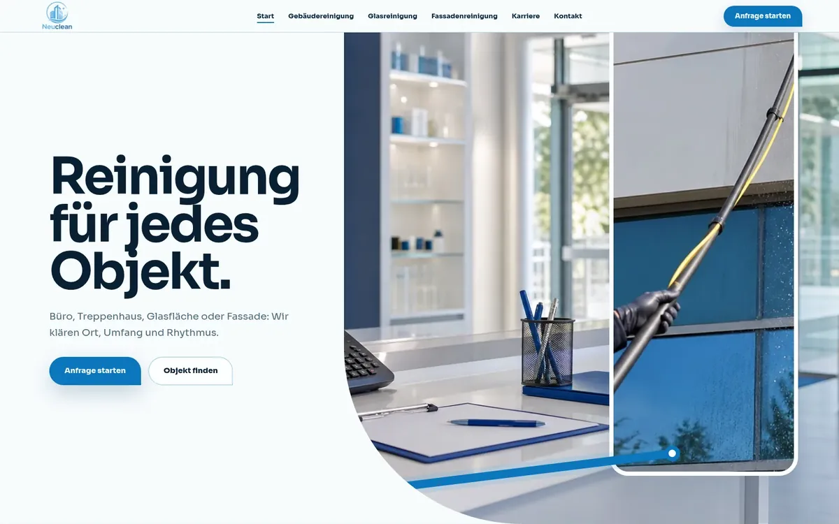 Home page of the Neuclean website (client project)