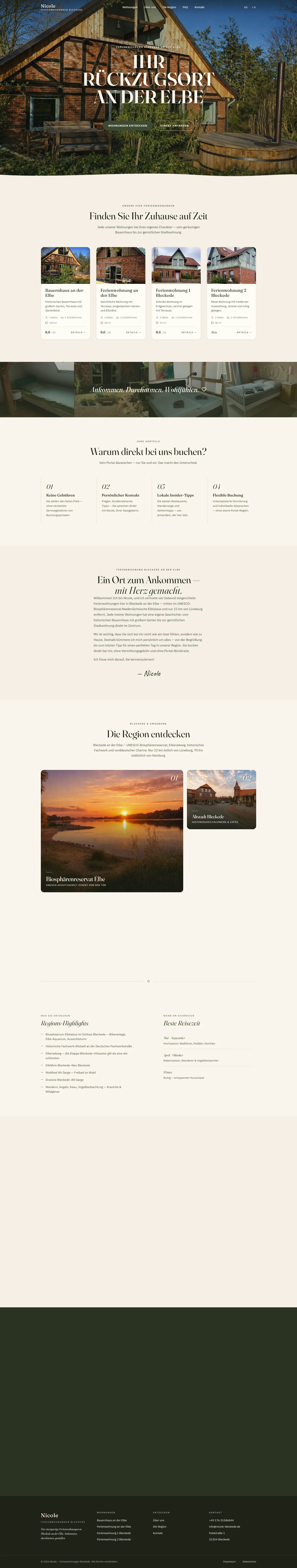 Home page of the Nicole · Ferienwohnungen website (client project)