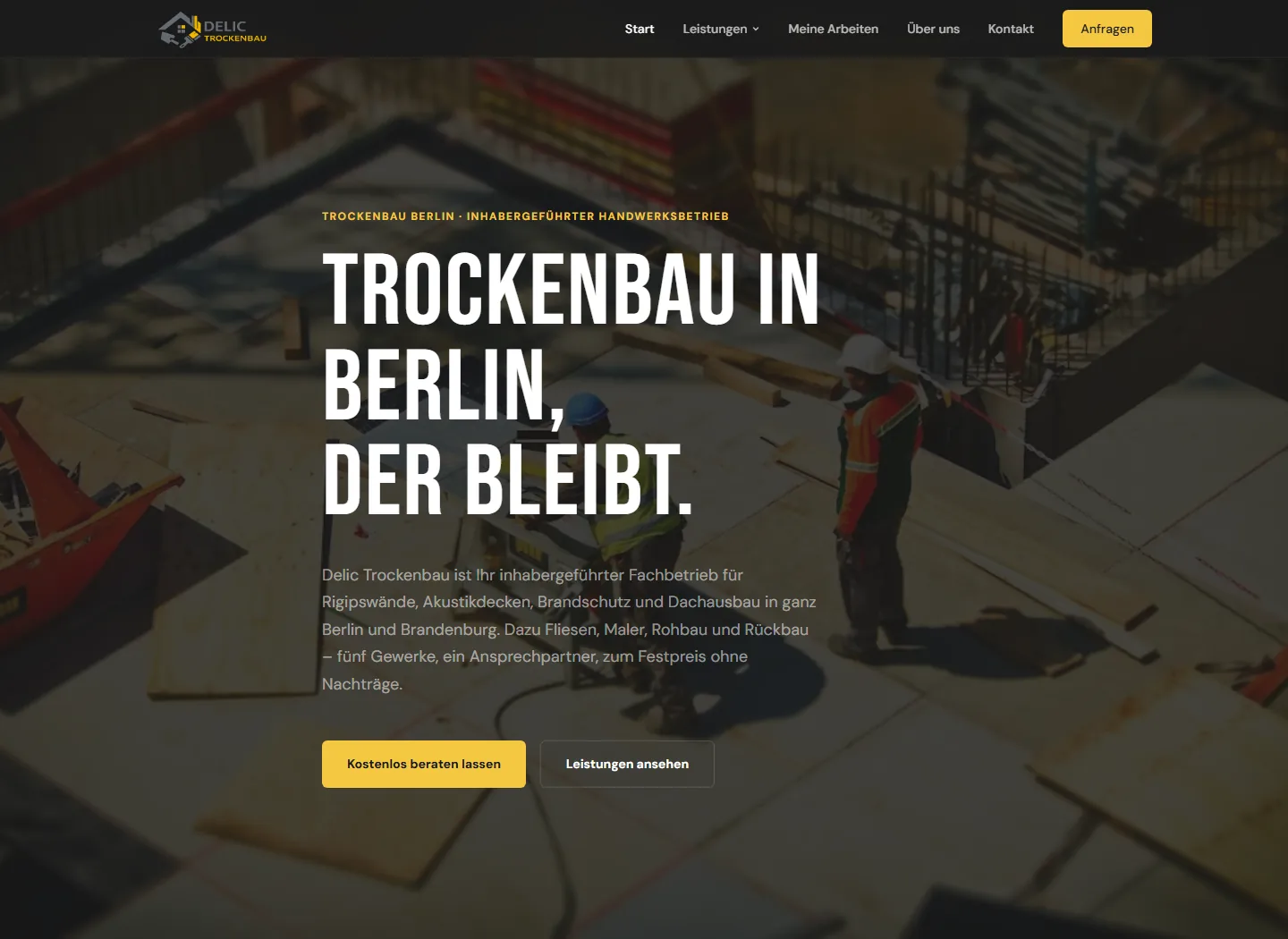Preview der Website delic-trockenbau.de