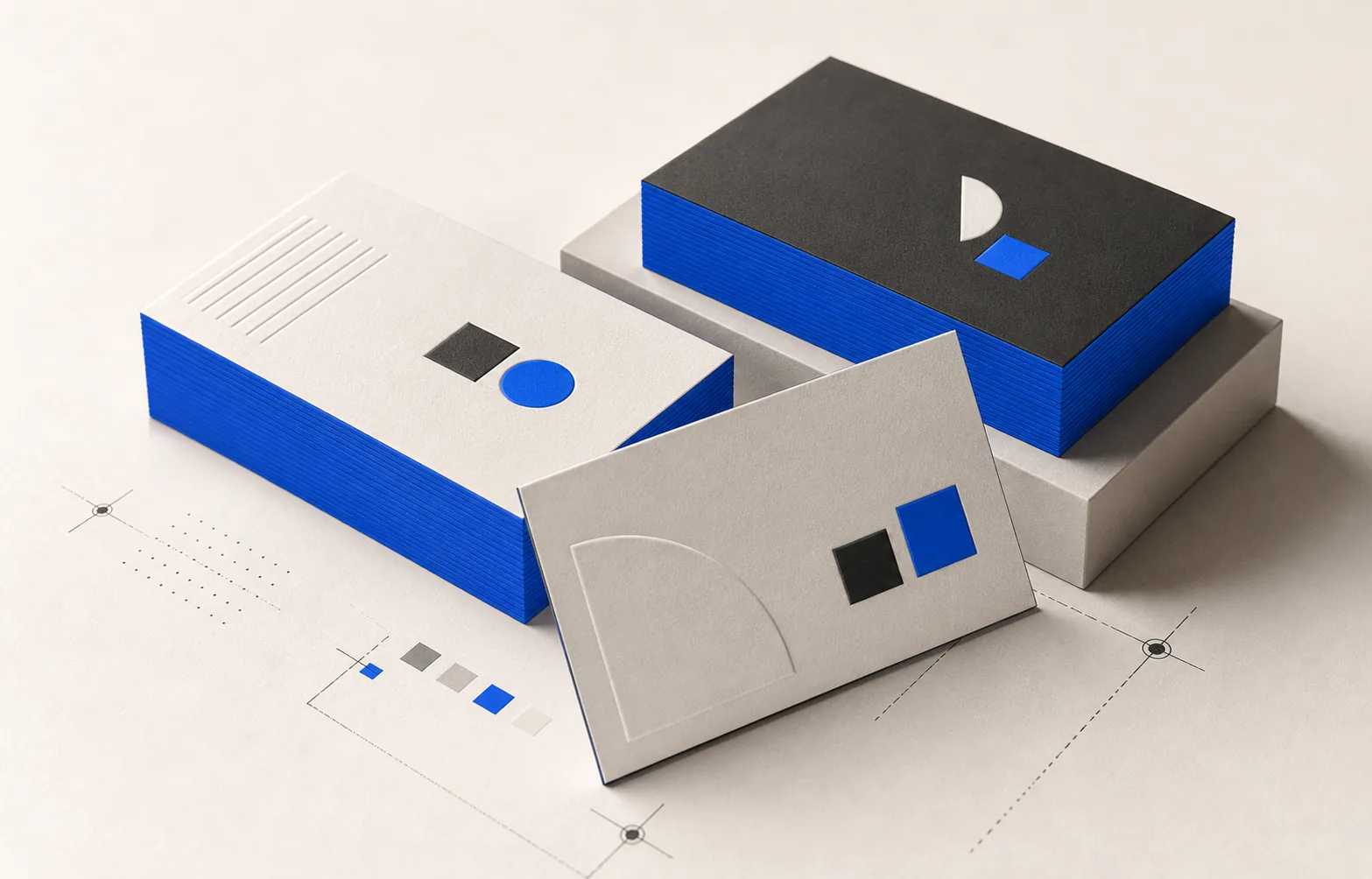 3D-Asset für Visitenkarten mit Papierstapel und feinen Druckdetails